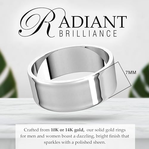 7mm Solid Gold Wedding Band, Yellow or White Gold Ring, Comfort Fit 10k or 14k Womens and Mens Wedding Band4