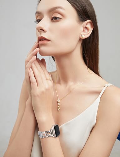 Image of TOYOUTHS Dressy Bracelet Compatible with Apple Watch Bands 38 /40 /41 /42 /44 /45 /46 /49mm Women, Celtic Stainless Steel Metal Fancy Nice Pretty Strap for iWatch Series 11 10 9 8 7 6 5 4 Ultra /SE 3 2 1