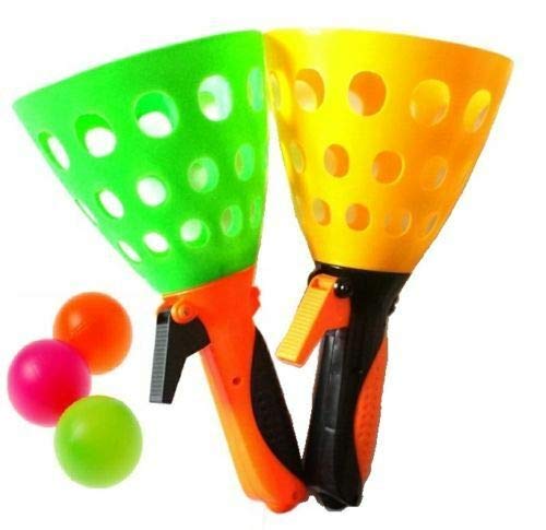 Click and Catch Twin Ball Game Indoor Outdoor Garden Toy Set Pop & Catch Ball Play Fun Boys Girls 3 Red Balls