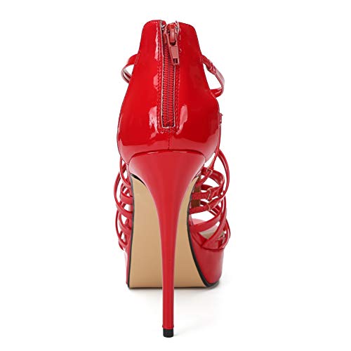 Image of MAIERNISI JESSI Unisex Men's Women's Platform High Heel Sandals, Strappy Gladiator Style, Stiletto Heel with Zipper Closure
