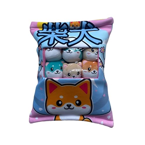 Homadict – Coussin avec 6 peluches Shiba inu à l’intérieur amovible – Coussin doux et moelleux – 40x33cm - Idée de cadeau pour enfants