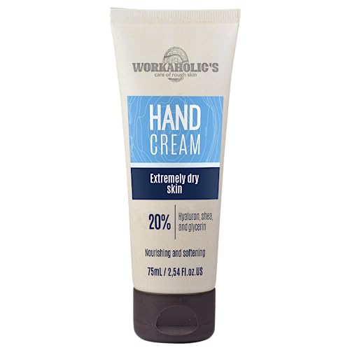 Workaholic's - Crema de manos hialurónica, para manos muy secas y agrietadas, crema de manos con ácido hialurónico y manteca de karité, cuidado óptimo de manos para hombres y mujeres, de absorción