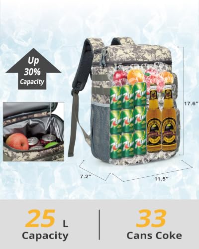 Image of Tactical Backpack Cooler for Men,25L Insulated Lunch Ice Chest for Work | ATRIPACK Insulated Cooler Bag, Portable Soft small lunchbox with cooler Compartment Water Resistant Leakproof for Work Beach