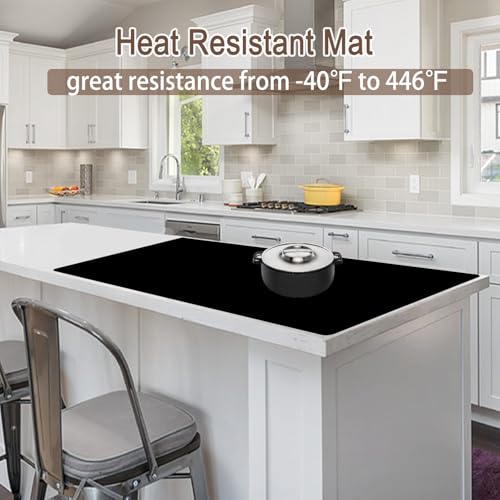 Image of 47.3''x23.6''(120cmx60cm) Extra Large Silicone Mat for Kitchen Counter 1.4MM Thick Non-Slip Heat Resistant Countertop Protector, Waterproof Durable Kitchen Mat for Countertop(Semitransparent)