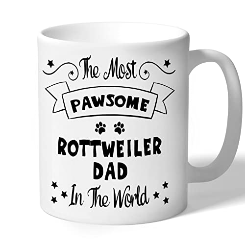 Rottweiler Dad Mug Gift Pawsome (Black Print) Dog Lover Owner Birthday for Him Men Fathers Day Present