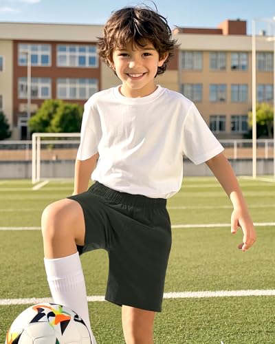 Image of Somaibo Boys Athletic Shorts Kids Quick Dry Basketball Soccer Running Sports Gym Active Performance Shorts with Pockets