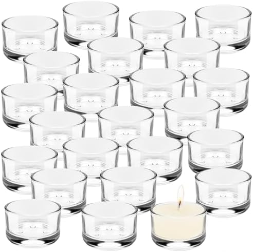 Lot De 6 Photophores En Verre Transparent - Diamètre 7,5 Cm, Hauteur 5 Cm - Pour Bougies Chauffe-plat, Mariage, Décoration