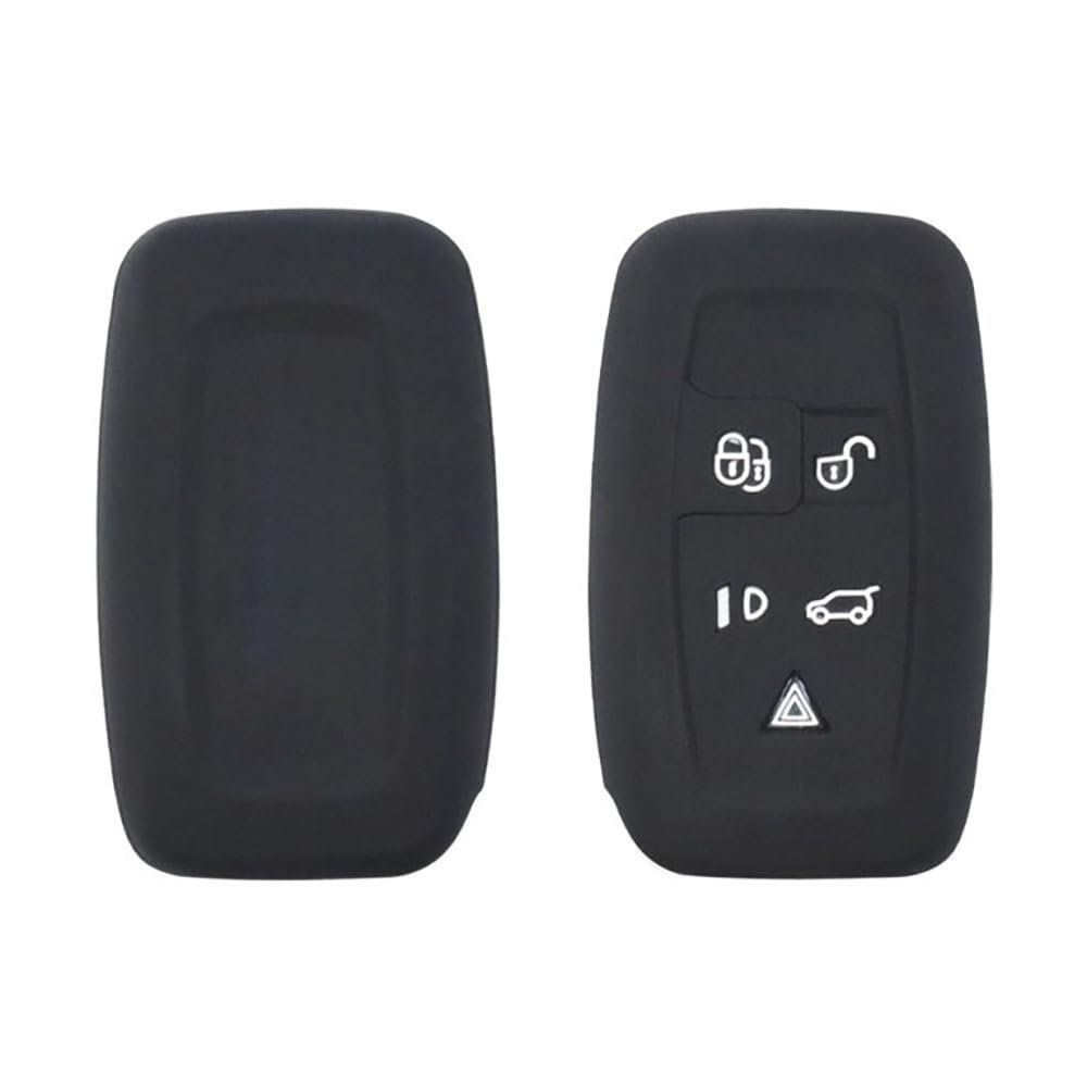 5 Button Silicone Key Shell Fob Cover Case for Land Rover LR2 LR4 Discovery Range Rover Sport Evoque, Remote Protection Case Black