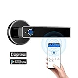 Tiffane Biometric Fingerprint Door Lock, Bluetooth WiFi Door Lock, Smart Door Lock for Front Door, Smart Door Lever (Black)