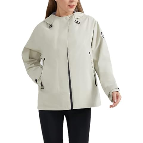 Orolay Women's Rain Jacket Windbreaker Light Hooded Jacket Packable Outdoor Anoraks Beige S Cover