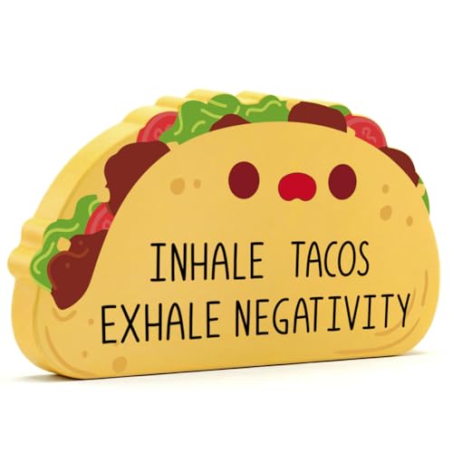 Office Decor Desk Decor Taco Gifts for Taco Lovers Men Women Inspirational Emotional Support Tacos Decorative Desk Accessories Table Decorations for Office Home Bedroom Shelf Sign 5 X 3 Inch