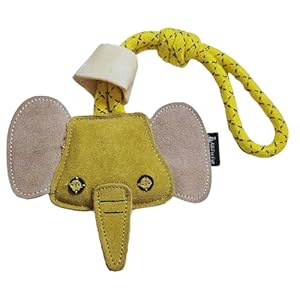All For Fur Premium Dog Toy | Natural Suede Leather Chew Toy/Rope Toy | Eco-Friendly, Durable, Non-Toxic & Fun | Luxury Pet Accessories | for Small, Medium, Large & XL Dogs | Elphy – Yellow