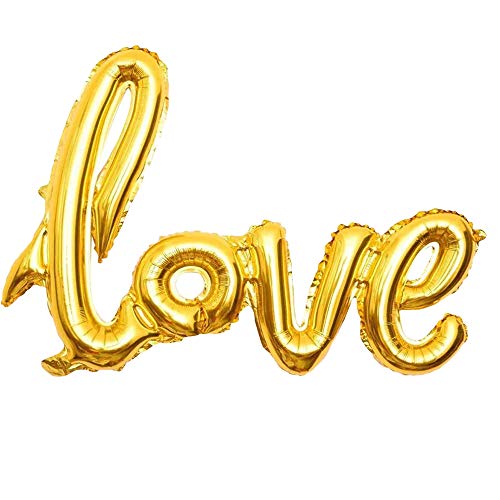 Ballon avec inscription « Love » - 105 cm - Décoration XXL - Pour fiançailles, mariage, cadeau, anniversaire ou fête « Just married I love you Mr Mrs...