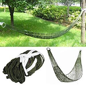 Homy Hängematte Reisen Camping, Tragbare Camping Hängematte, Kleine Army Reise hängematte aus Nylon für Camping, Wandern, Dschungel, Strand (Green) Garten