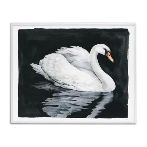'Elegant Swan Reflection Portrait'| Framed Giclee Art