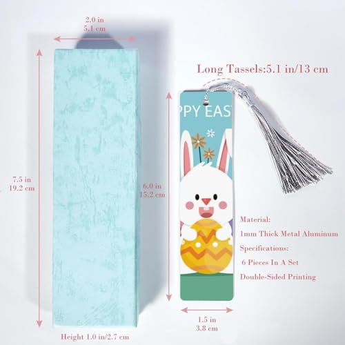 Lot de 6 marque-pages Happy Easter-Day à fond plat pour livre - 2