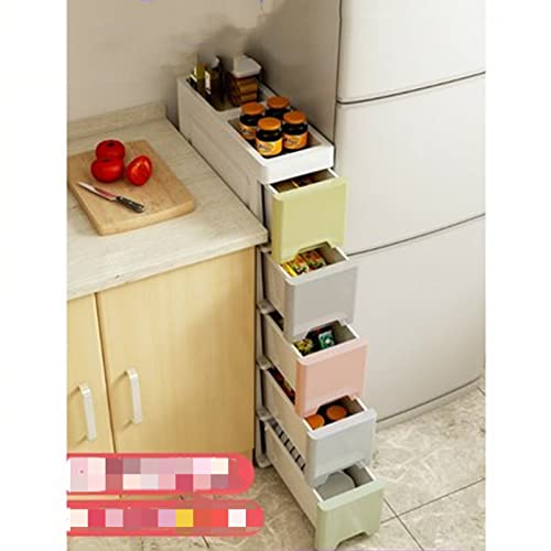 Tiroirs de rangement étroits multi-couches grand volume rose