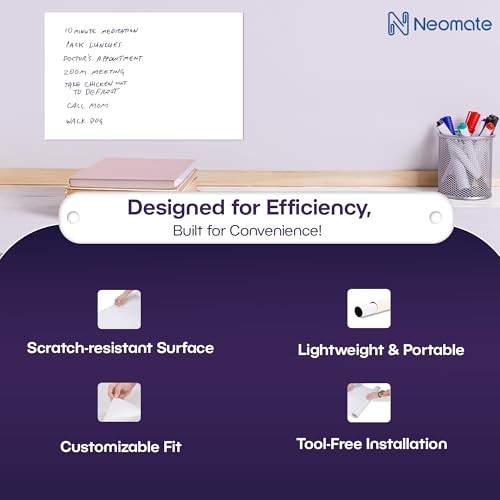 Image of Vinyl Dry Erase Writing Surface | Whiteboard Sticker | Super Sticky, Residue-Free Removal | 3ft x 2ft, White | Ideal for Professionals & Work from Home Use