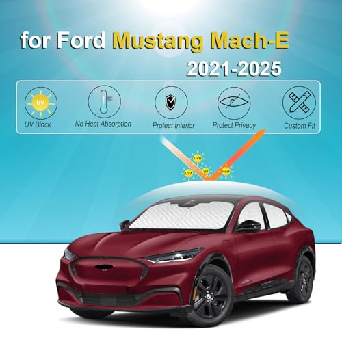 Image of KMF Thicken Sun Shades for Ford Mustang Mach-E 2021-2025 Accessories, Custom Fit Car Window Covers for Windshield Side Rear, UV Block and Blackout Protect Privacy for Camping Full Coverage 8pcs