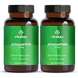 Vitabay Astaxanthin 12 mg hochdosiert – 180 vegane Softgel-Kapseln – laborgeprüft & ohne Zusatzstoffe – Premium-Rohstoff natürlich gewonnen aus Haematococcus pluvialis Algenextrakt - 12 Monate Vorrat