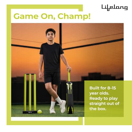Image of Lifelong Plastic Cricket Set with Hard Plastic Cricket Bat and Soft Cricket Ball for Kids & Adults | Size 6 (32 Inch) Cricket Bat | Cricket Set for Boys & Girls Age 8 Years and Above