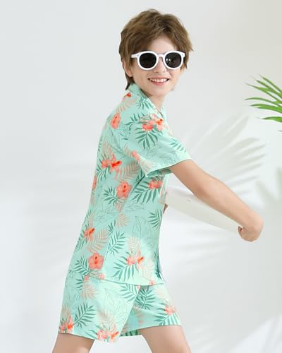 Angel season Boys Hawaiian Button Down Shirts And Short Sets Kids Summer Outfits Swim Set Boys Swim Trunk Short Sleeve4