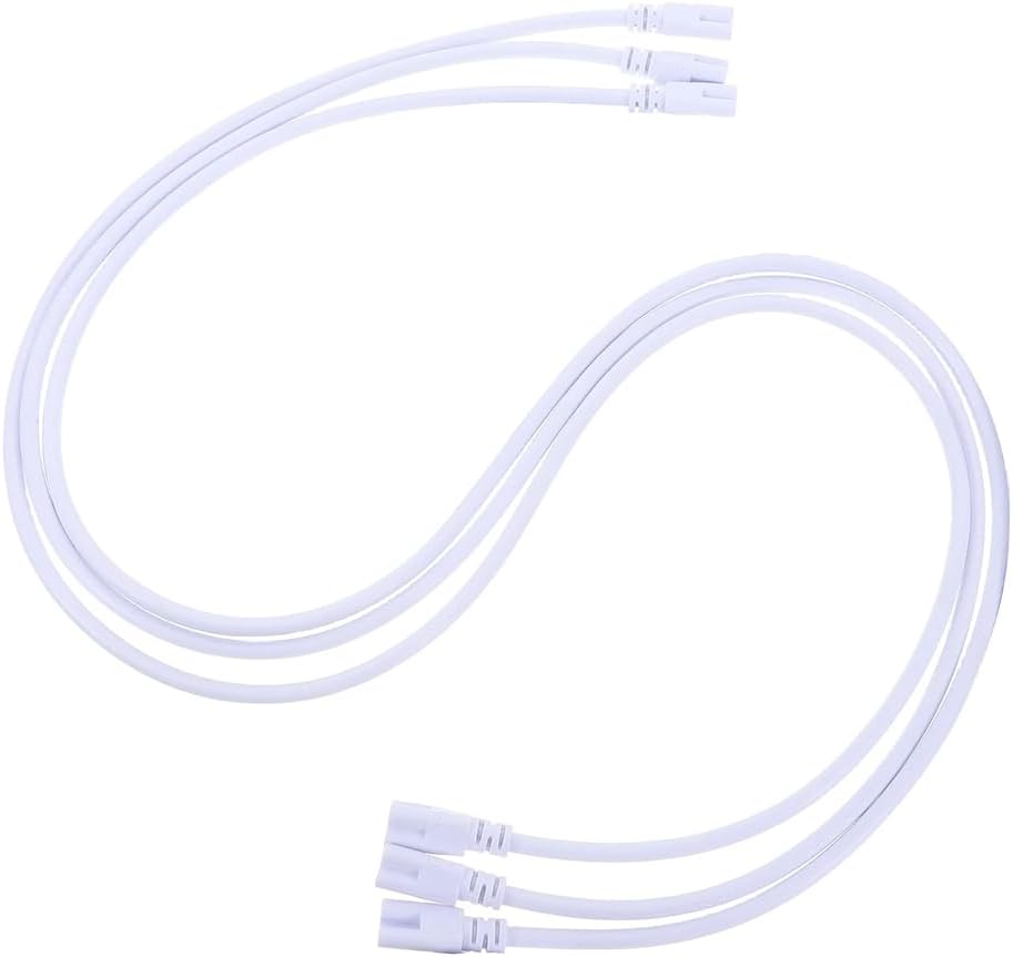 T5 T8 Power Extension Cord 5FT for LED Tube Light Fixture,Double Female End Linkable Cable,3 Prong Lamp Connecting Wire (3 Pack)