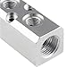 Iceyon 2 Way Pneumatic Manifold Air Distribution Block, Aluminum Alloy Air Compressor Manifold Distribution Block, G1/2 Supply Port, G1/4-Inch Output Port (2 Way 4 Port)