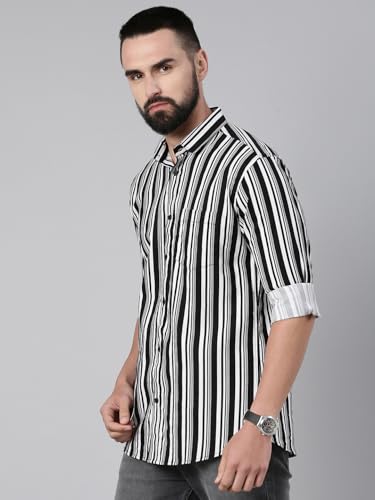 Image of Majestic Man Men's Standard Slim Fit Striped Pure Cotton Casual Shirt