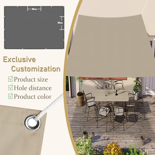 Toile d'ombrage extérieur 600 x 600 imperméable et protection UV kaki