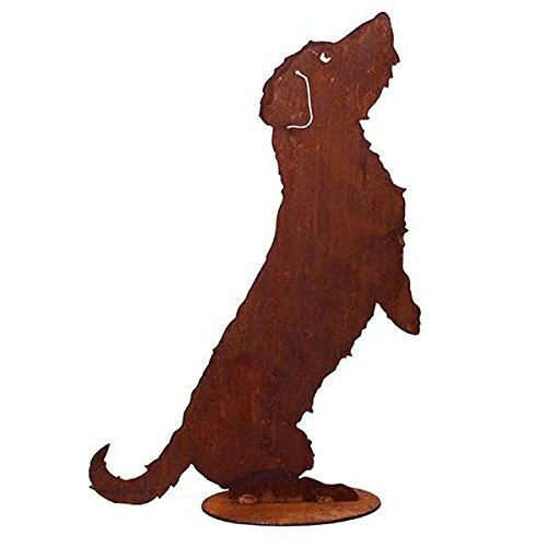 Animale Decorazione da giardino – Cani decorazione: in piedi/Cane Bassotto a Pelo Duro su piastra (Fester Stand) – Altezza 60 cm/larghezza 40 cm – Ruggine Decorazione del giardino