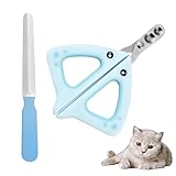 Krallenschere Katzen, Katzen Krallenschneider, Cat Nail Clipper für Kleine Hunde Welpen Katzen mit Datei(Blau), Katzenkrallen Schneider mit 2mm 4mm Loch, Anfänger Toll Geeignet, Schutz, Krallenschere