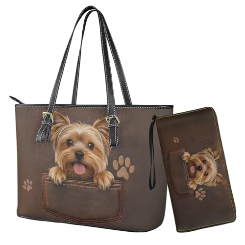 Bolso Tote con Asa Superior y Billetera para Mujer miniatura 1