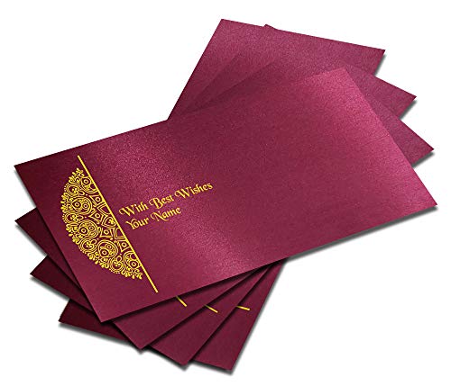 Image of Brown Cloud Customised Exclusive Designer Satin Burgundy Shagun /Money /Gift Envelope /Cover /Lifafa for Gift /Festival with Personalized Text Message /Name /Photo (003) (Pack of 10)