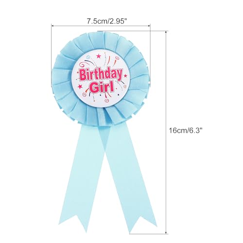 Image of PATIKIL Birthday Girl Ribbon,Blue Satin Fabric Birthday Women Tinplate Badge Pin,Happy Birthday Princess Party Button Pins,Girls Brooches for Party Decoration, Blue