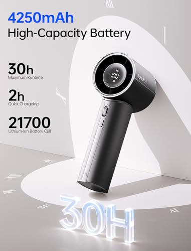 Image of JISULIFE Handheld Fan - Next‑Gen Cooling: 30H Max Runtime, 100‑Speed Turbo Air, Premium PU Leather, Aroma Pod Innovation, Portable Fan for Travel, Gifts for Women Men- Velvet Black (Pro1 Mini)