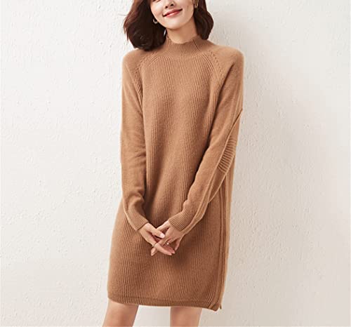 Robe cachemire col montant femme robe hiver chaude mi-longue ample bleu paon - 2