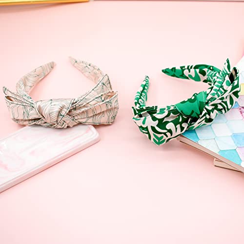 Begood Bow Headbands For Women Tropical Womens Knotted Headbands Green Bowknot Fashion Hairbands For Women's Hair Designer Summer Headbands Turban Hair Accessories For Girls 2Pcs #TOP5
