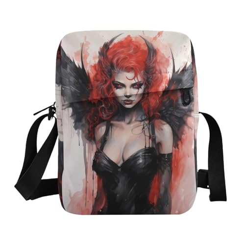 messenger bags for women Shoulder Bag For Woman Shoulder Hand Bags Adjustable Strap for School School- Demon Women Red Black