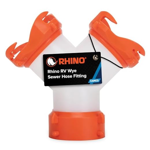 Camco RhinoFLEX RV Wye Fitting with 360 Degree Swivel Ends, Allows Sewer Hose and Lug Fittings Connection, Odor Protection (39812)