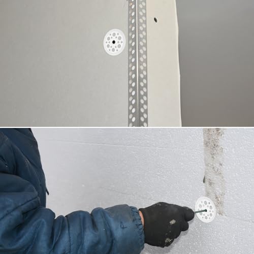 200 Stück Unterlegplatten Kunststoff Unterlegscheiben, PP Unterlegscheiben Weiß, Dämmstoffteller 46mm, Dämmstoffscheibe Discs zur Befestigung und Unterstützung Dämmplatten Schaumstoffplatten