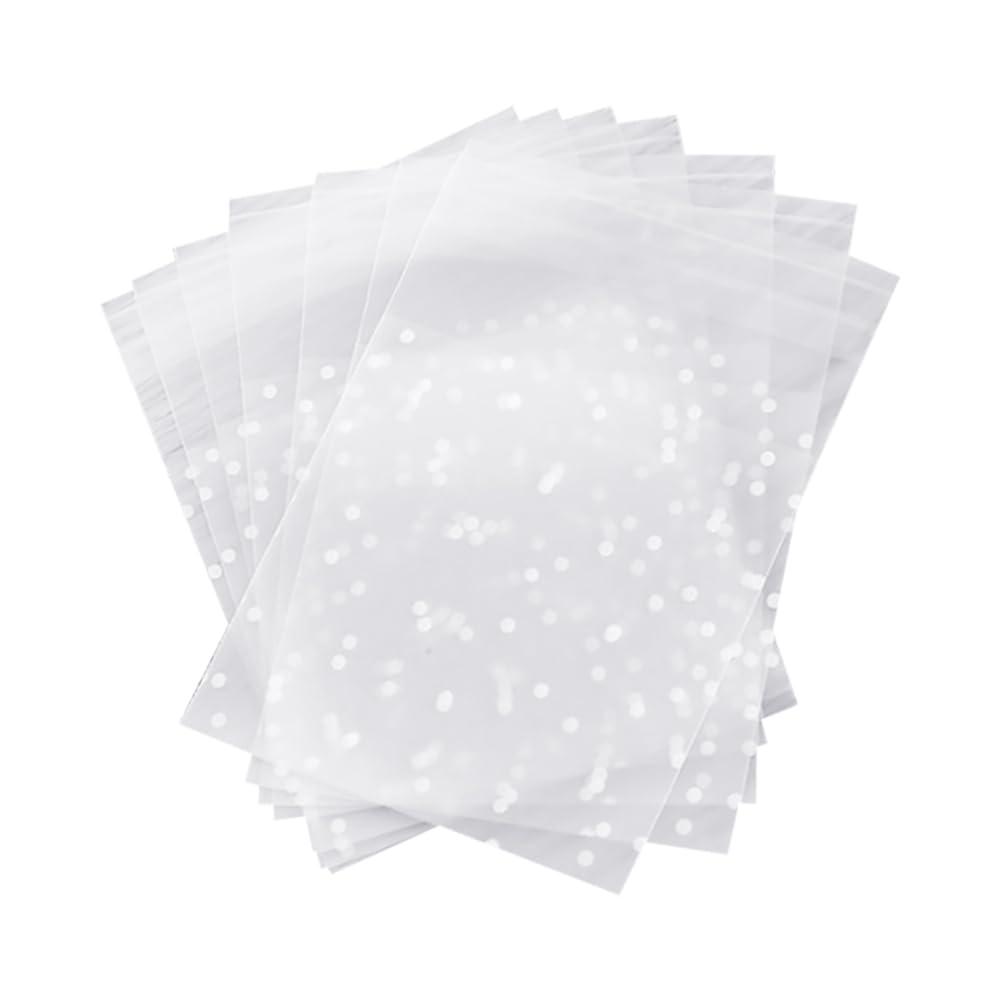 ccHuDE 200 Pcs Polka Dot Packaging Bags Clear Cellophane Bags Self Sealing Cookies Bags Small Transparent Treat Bags Self Adhesive Candy Bags 7x7+3cm