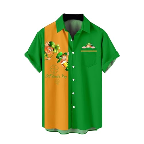 Camisas para hombre adulto 2025 nuevos regalos de primavera para hombres y hombres, camisa de manga corta con estampado del día de San Pablo Trick. Camiseta de manga larga para hombre, amarillo, 3XL