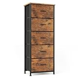 CAIYUN 5 Drawer Tall Dresser, Dresser for Bedroom Entryway Hallway, Closet Storage Drawer, Commode De Chambre, Armoire De Rangement, Rustic Brown