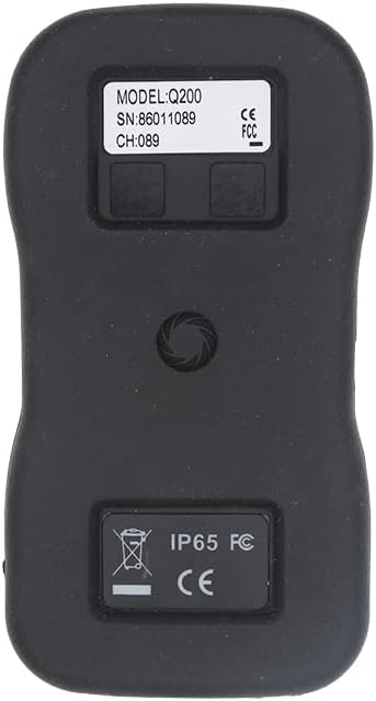 Back view of the TEELODANE Q200 transmitter showing model and serial number.