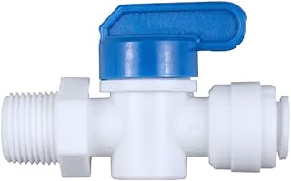 EZRODI 2 Pack Plastic Quick Connect to Male Valve Fitting (3/8 in. O.D. PTC x 3/8 in. MIP Male Threaded, Inline Shut Off Valve), White