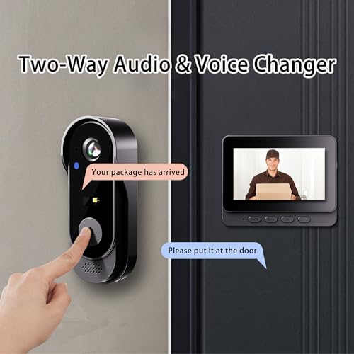 Outdoor Video Doorbell Camera Wireless 1080P with Screen for Home Office,Two-Way Audio,120° Vision,4.3” Screen,IP66 Wate - Additional View