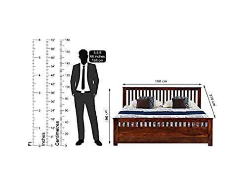 Image of Solid Sheesham Wood Queen Size Bed Without Storage Solid Wood Palang for Bedroom Living Room Wooden Double Bed Furniture for Home (Queen)