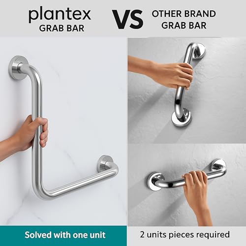 Image of Plantex L-Shape Toilet Support for Elderly People /Wall-Mounted Safety Handle Made of Stainless Steel - Pack of 2 (Chrome)