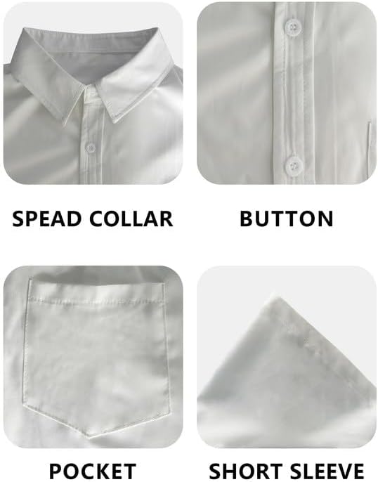 Mens Button Down Short Sleeve Shirt Casual Button Up Dress Shirts for Men Beach Summer Tops with Pocket - Image 5
